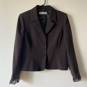 Tahari Arthur S. Levine Button Front Blazer Chiffon Cuffs With Sequins